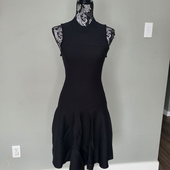 Carven Sleeveless Ruffle-Edge Dress-BLACK-Medium - Picture 3 of 7